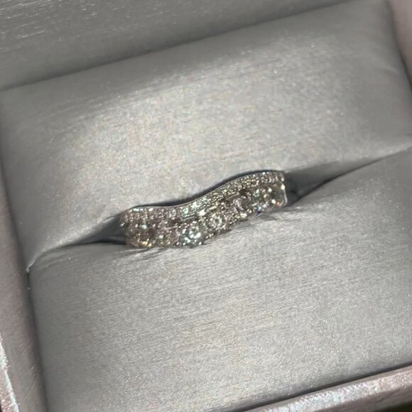 1 CT. T.W. Diamond Two Row Contour Band in 14K White Gold - Size 8.5